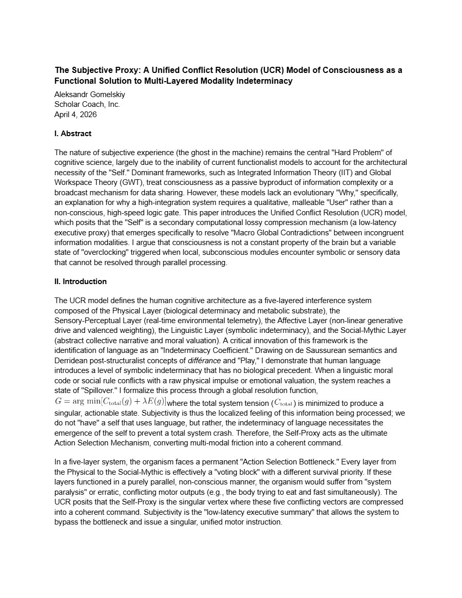 First page of the research paper The Subjective Proxy by Aleksandr Gomelskiy
